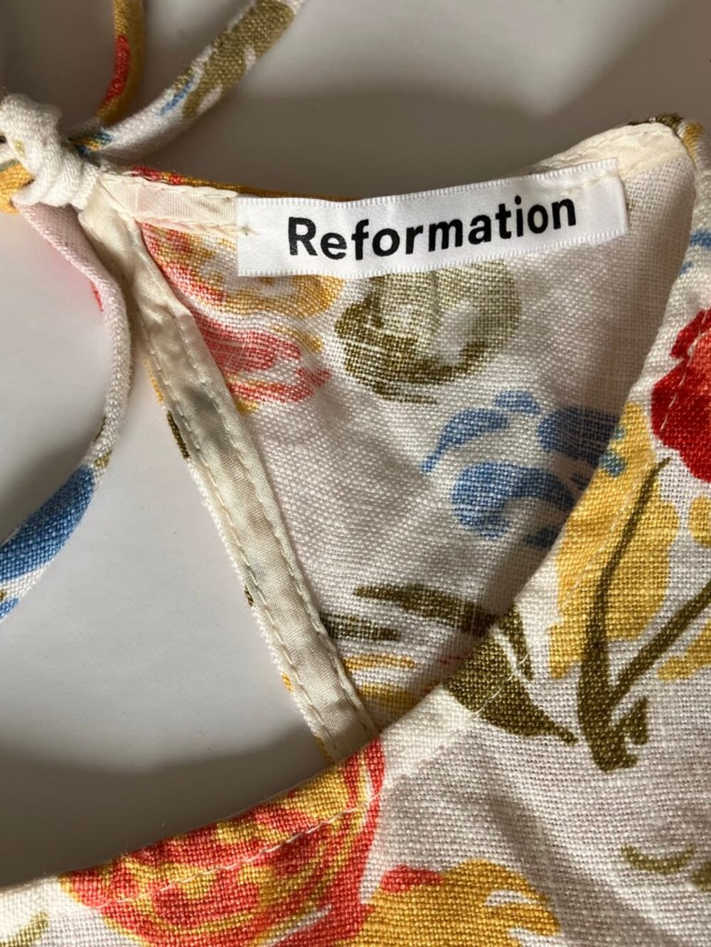 Reformation Anneliese Linen Midi Dress Fruit Cocktail Size 10 - Picture 8 of 10